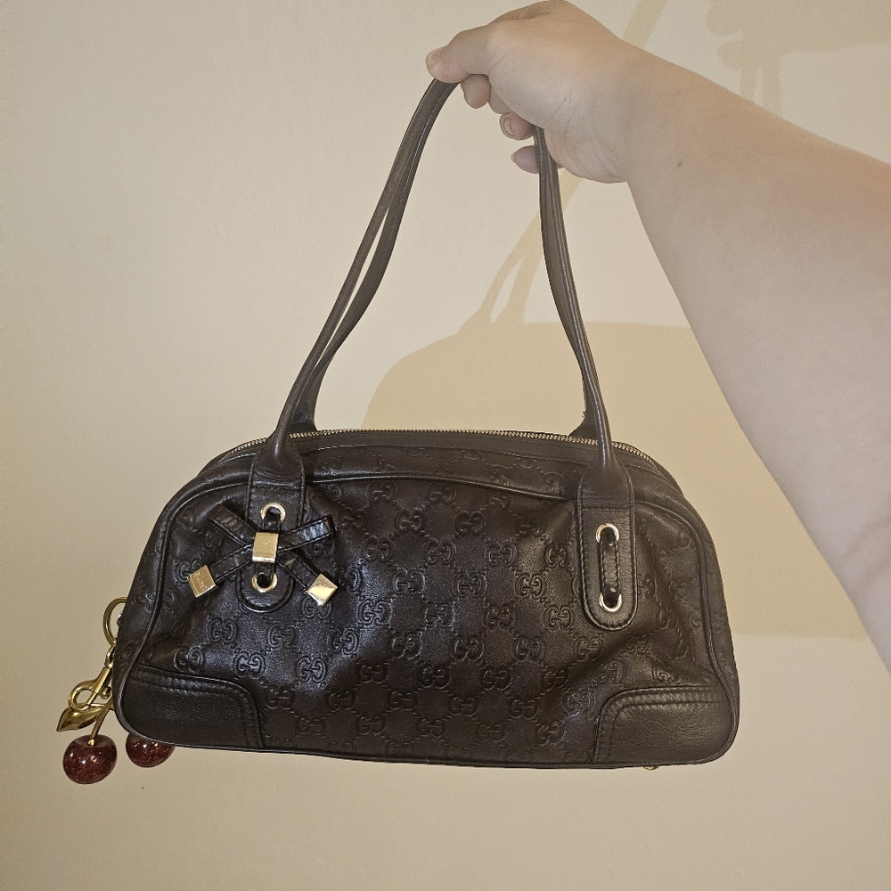 SOLD! Gucci Princy Boston Bag Brown Leather